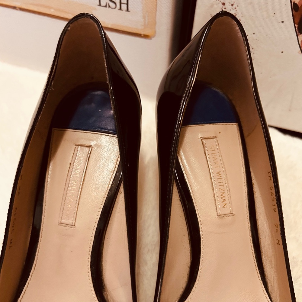 Stuart Weitzman patent leather black pointed heels Size 9.5 - Picture 3 of 15